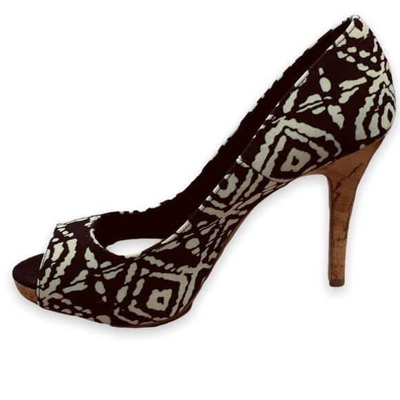 Christian siriano shoes heels 4.5” cork heels cork insole fabric uppers suze 8.5 - Picture 5 of 6